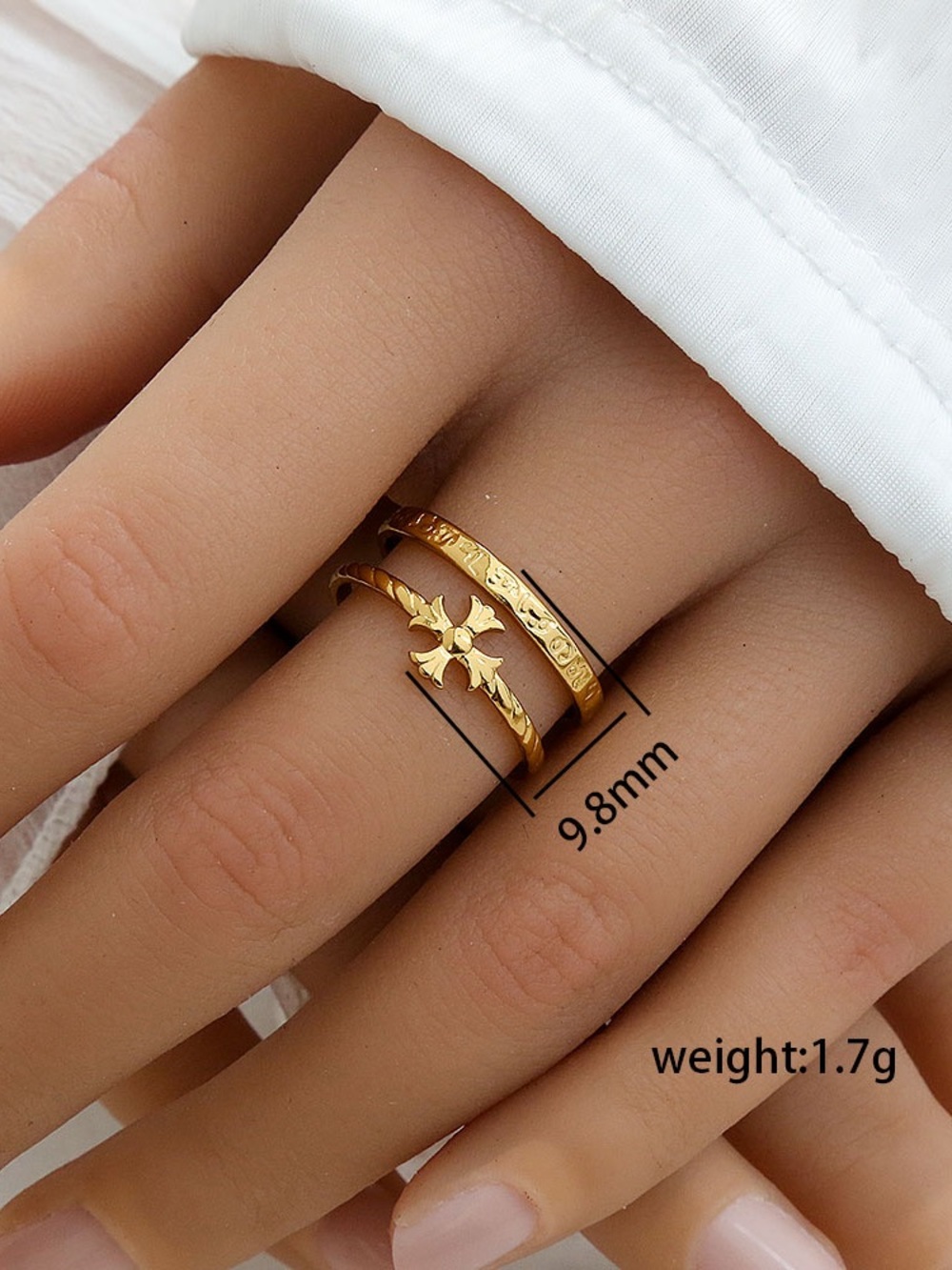 Gold Floral Stackable Women's Ring Set